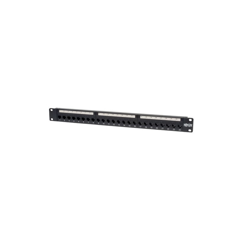 24-Port 1U Rack-Mount Cat5e Feedthrough Patch Panel, RJ45 Ethernet