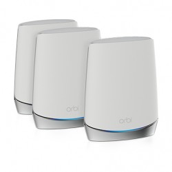 Netgear Orbi WiFi 6 wireless router Tri-band (2.4 GHz / 5 GHz / 5 GHz) Gigabit Ethernet Stainless steel, White