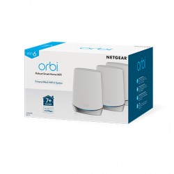 Netgear Orbi WiFi 6 wireless router Tri-band (2.4 GHz / 5 GHz / 5 GHz) Gigabit Ethernet Stainless steel, White