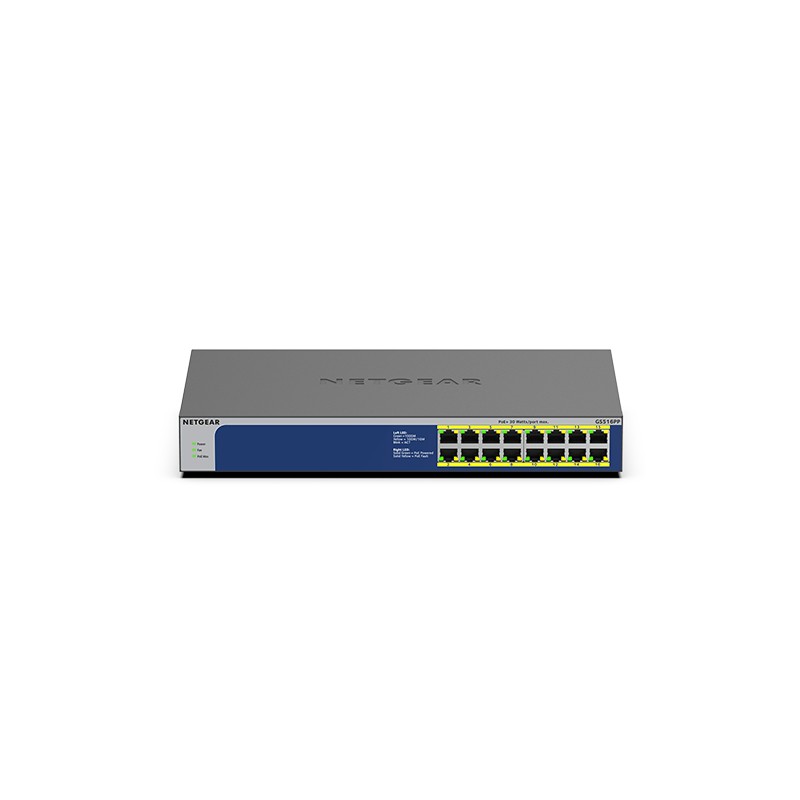 Netgear GS516PP Unmanaged Gigabit Ethernet (10/100/1000) Blue, Grey Power over Ethernet (PoE) Netgear GS516PP Unmanaged Gigabit Ethernet (10/100/1000) Blue, Grey Power over Ethernet (PoE)