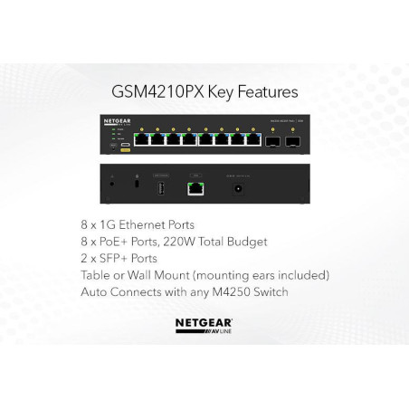 ETGEAR 8x1G PoE+ 220W and 2xSFP+ Managed Switch