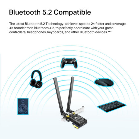 P-Link AX1800 Wi-Fi 6 Bluetooth 5.2 PCIe Adapter