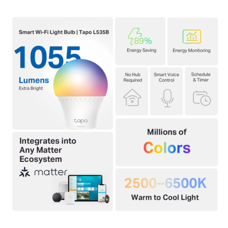 P-Link Smart WiFi Light Bulb, Multicolor